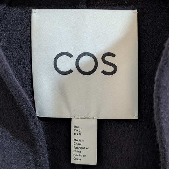 COS Navy Wool Blend Cropped Boxy Jacket Coat Size L - Picture 7 of 8